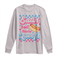 Hotdog Eatin Beef Blastin Queefs Inappropriate Long Sleeve Shirt Retro Groovy Hotdog Meme Funny Cringe Offensive Humor