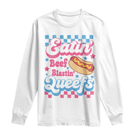 Hotdog Eatin Beef Blastin Queefs Inappropriate Long Sleeve Shirt Retro Groovy Hotdog Meme Funny Cringe Offensive Humor