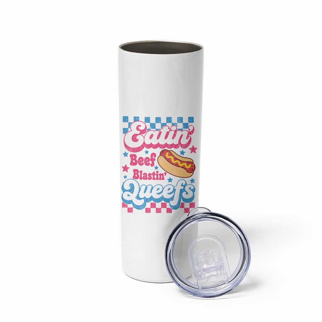Hotdog Eatin Beef Blastin Queefs Inappropriate Skinny Tumbler Retro Groovy Hotdog Meme Funny Cringe Offensive Humor