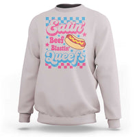 Hotdog Eatin Beef Blastin Queefs Inappropriate Sweatshirt Retro Groovy Hotdog Meme Funny Cringe Offensive Humor