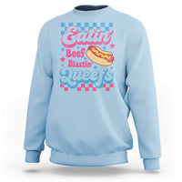 Hotdog Eatin Beef Blastin Queefs Inappropriate Sweatshirt Retro Groovy Hotdog Meme Funny Cringe Offensive Humor
