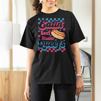 Hotdog Eatin Beef Blastin Queefs Inappropriate T Shirt For Women Retro Groovy Hotdog Meme Funny Cringe Offensive Humor