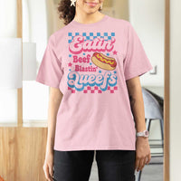 Hotdog Eatin Beef Blastin Queefs Inappropriate T Shirt For Women Retro Groovy Hotdog Meme Funny Cringe Offensive Humor