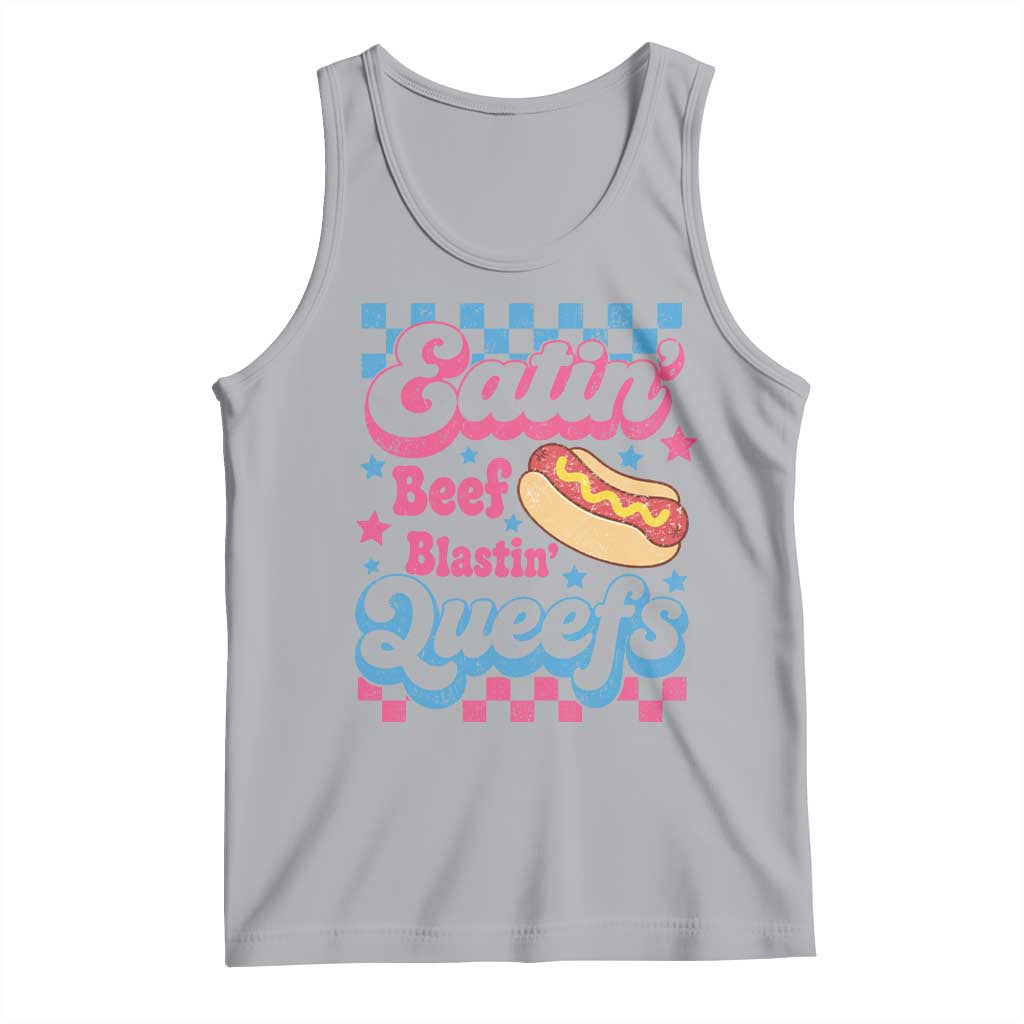Hotdog Eatin Beef Blastin Queefs Inappropriate Tank Top Retro Groovy Hotdog Meme Funny Cringe Offensive Humor
