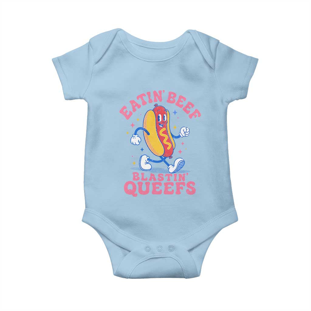 Hotdog Eatin Beef Blastin Queefs Inappropriate Baby Onesie Funny Cringe Offensive Humor