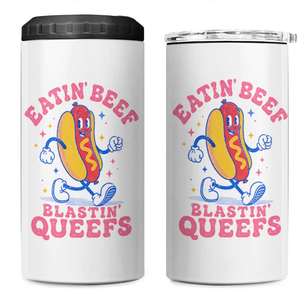 Hotdog Eatin Beef Blastin Queefs Inappropriate 4 in 1 Can Cooler Tumbler Funny Cringe Offensive Humor