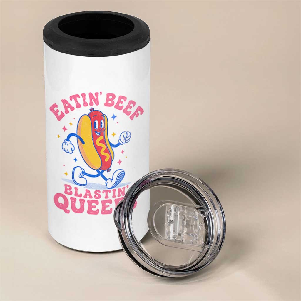 Hotdog Eatin Beef Blastin Queefs Inappropriate 4 in 1 Can Cooler Tumbler Funny Cringe Offensive Humor