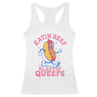 Hotdog Eatin Beef Blastin Queefs Inappropriate Racerback Tank Top Funny Cringe Offensive Humor