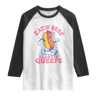 Hotdog Eatin Beef Blastin Queefs Inappropriate Raglan Shirt Funny Cringe Offensive Humor