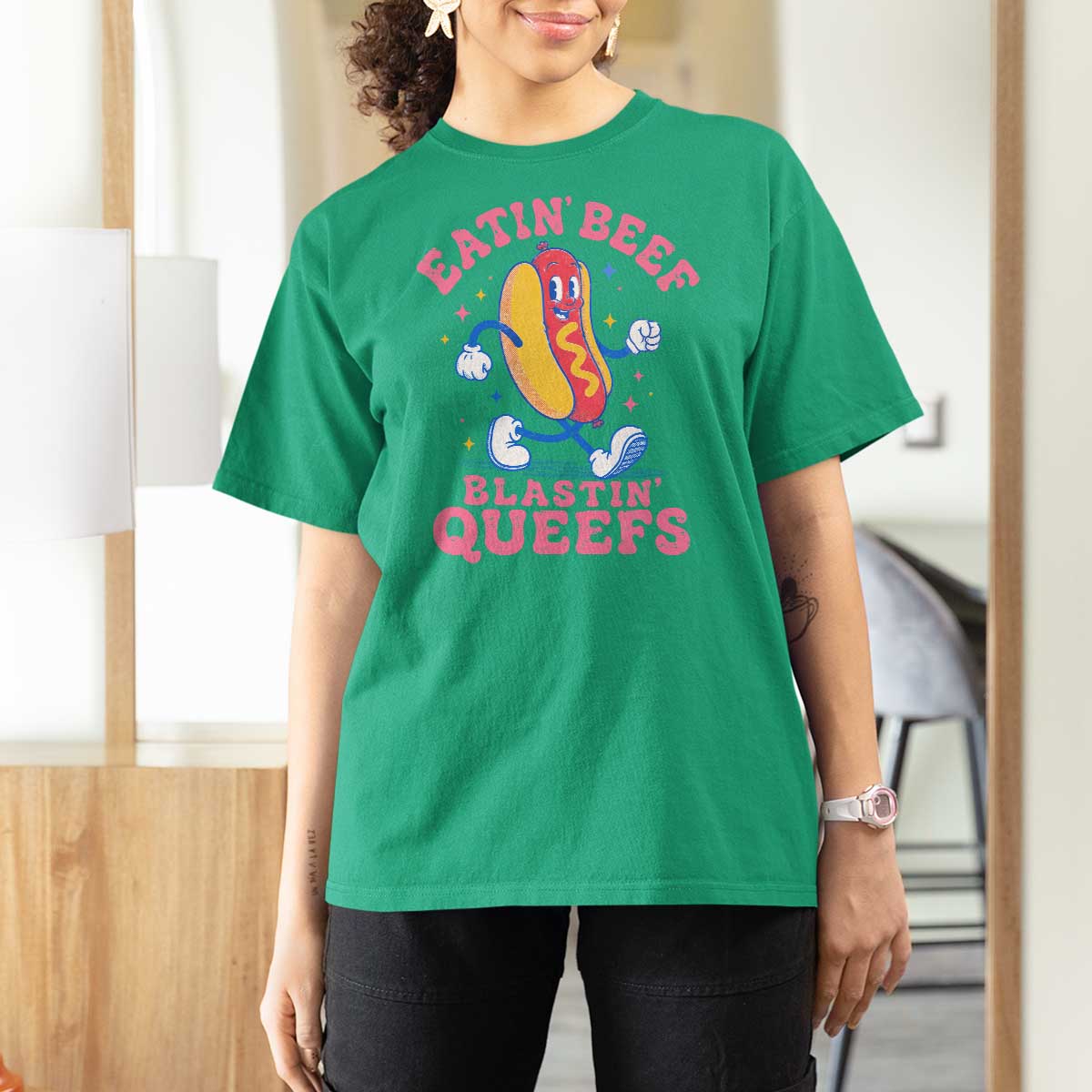Hotdog Eatin Beef Blastin Queefs Inappropriate T Shirt For Women Funny Cringe Offensive Humor