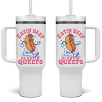 Hotdog Eatin Beef Blastin Queefs Inappropriate Tumbler With Handle Funny Cringe Offensive Humor