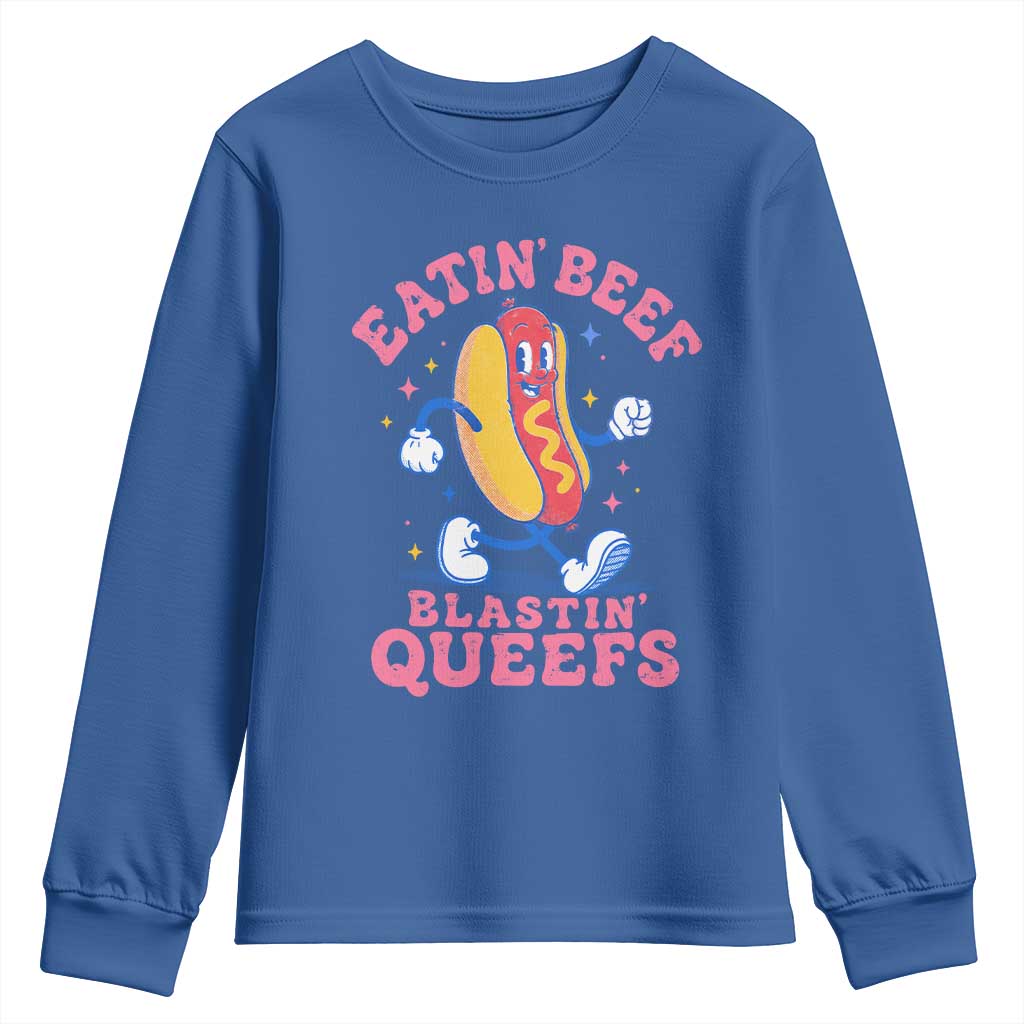 Hotdog Eatin Beef Blastin Queefs Inappropriate Youth Sweatshirt Funny Cringe Offensive Humor