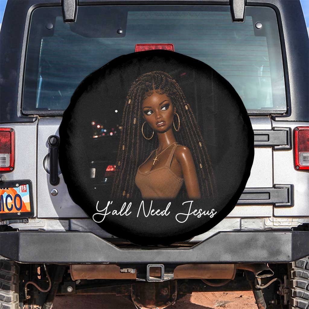 Need-Jesus Sarcastic Afro Doll Meme Funny Saying Christian Spare Tire Cover Black Girl African Pride