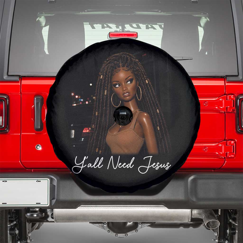 Need-Jesus Sarcastic Afro Doll Meme Funny Saying Christian Spare Tire Cover Black Girl African Pride