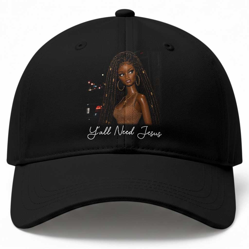 Need-Jesus Sarcastic Afro Doll Meme Funny Saying Christian Baseball Cap Black Girl African Pride