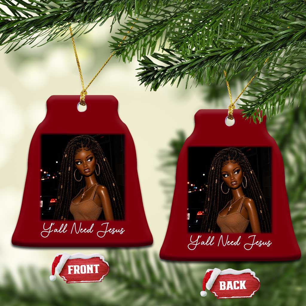 Need-Jesus Sarcastic Afro Doll Meme Funny Saying Christian Ceramic Ornament Black Girl African Pride