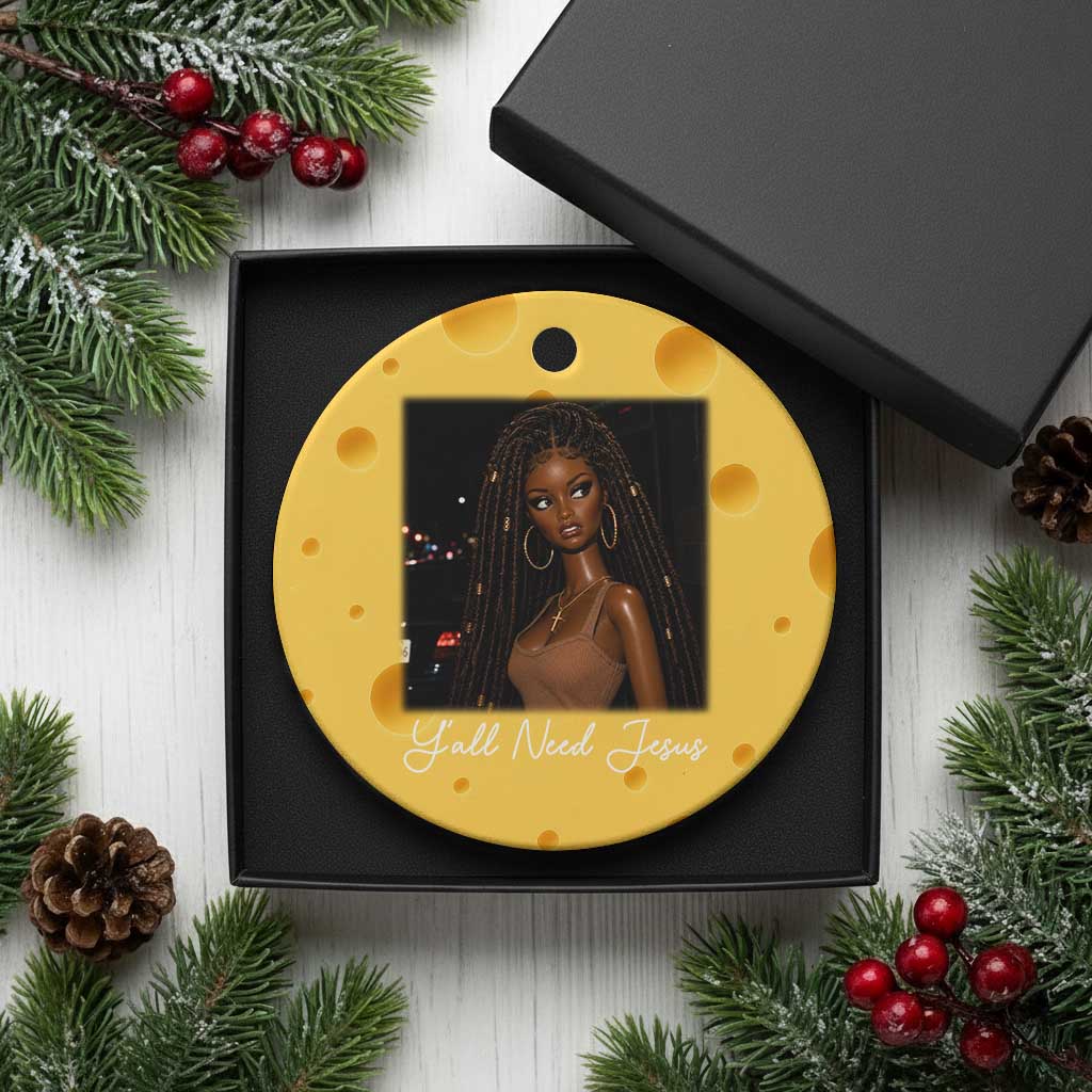 Need-Jesus Sarcastic Afro Doll Meme Funny Saying Christian Ceramic Ornament Black Girl African Pride