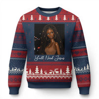Need-Jesus Sarcastic Afro Doll Meme Funny Saying Christian Ugly Christmas Sweater Black Girl African Pride
