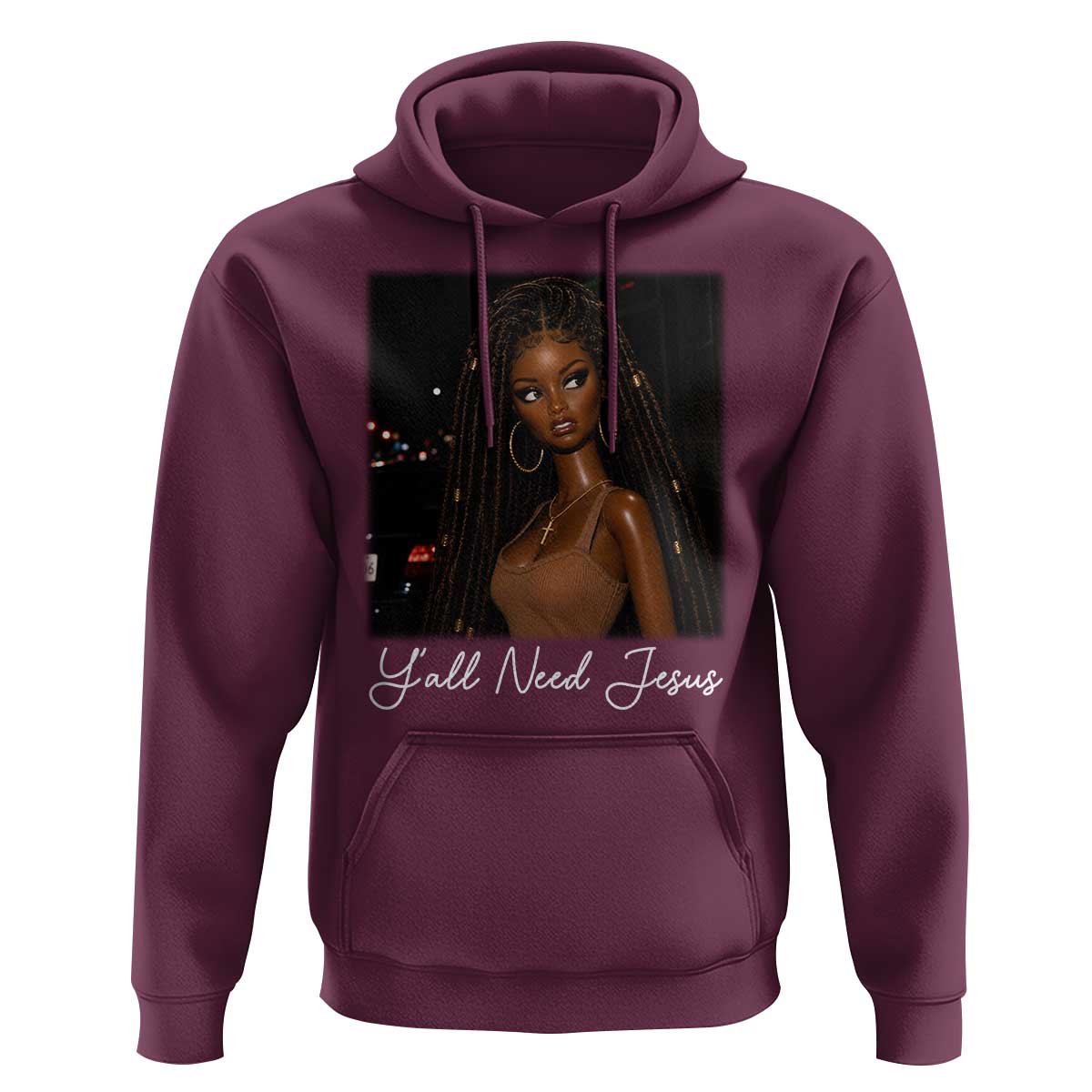 Need-Jesus Sarcastic Afro Doll Meme Funny Saying Christian Hoodie Black Girl African Pride