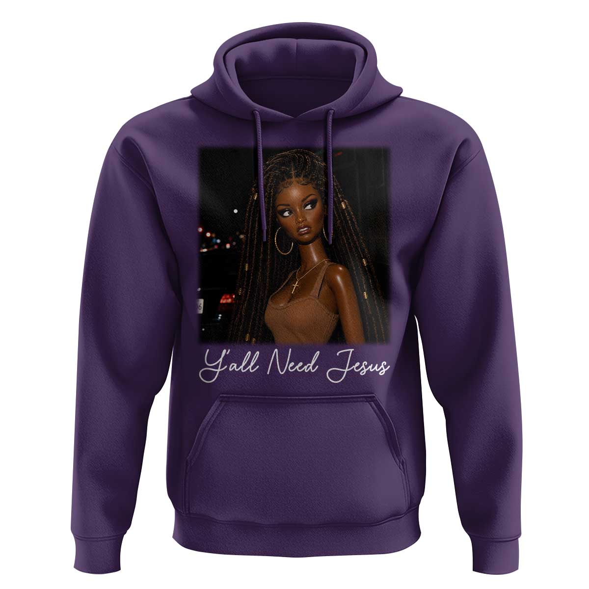 Need-Jesus Sarcastic Afro Doll Meme Funny Saying Christian Hoodie Black Girl African Pride