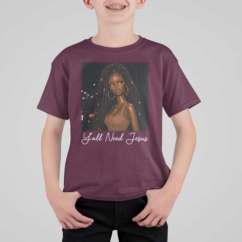 Need-Jesus Sarcastic Afro Doll Meme Funny Saying Christian T Shirt For Kid Black Girl African Pride