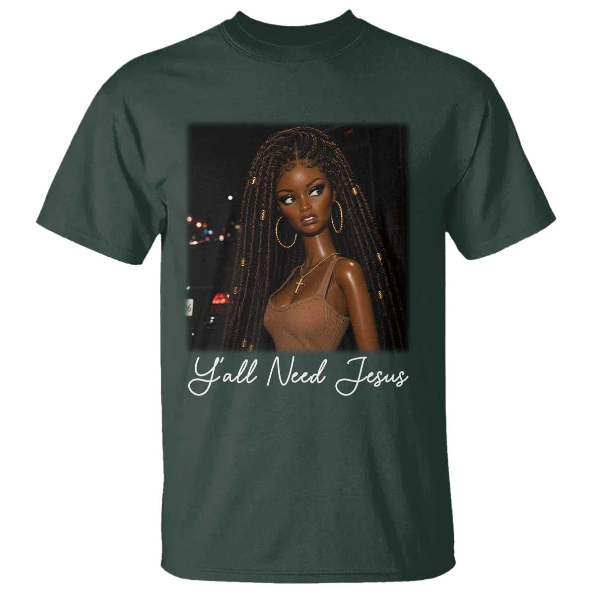 Need-Jesus Sarcastic Afro Doll Meme Funny Saying Christian T Shirt Black Girl African Pride