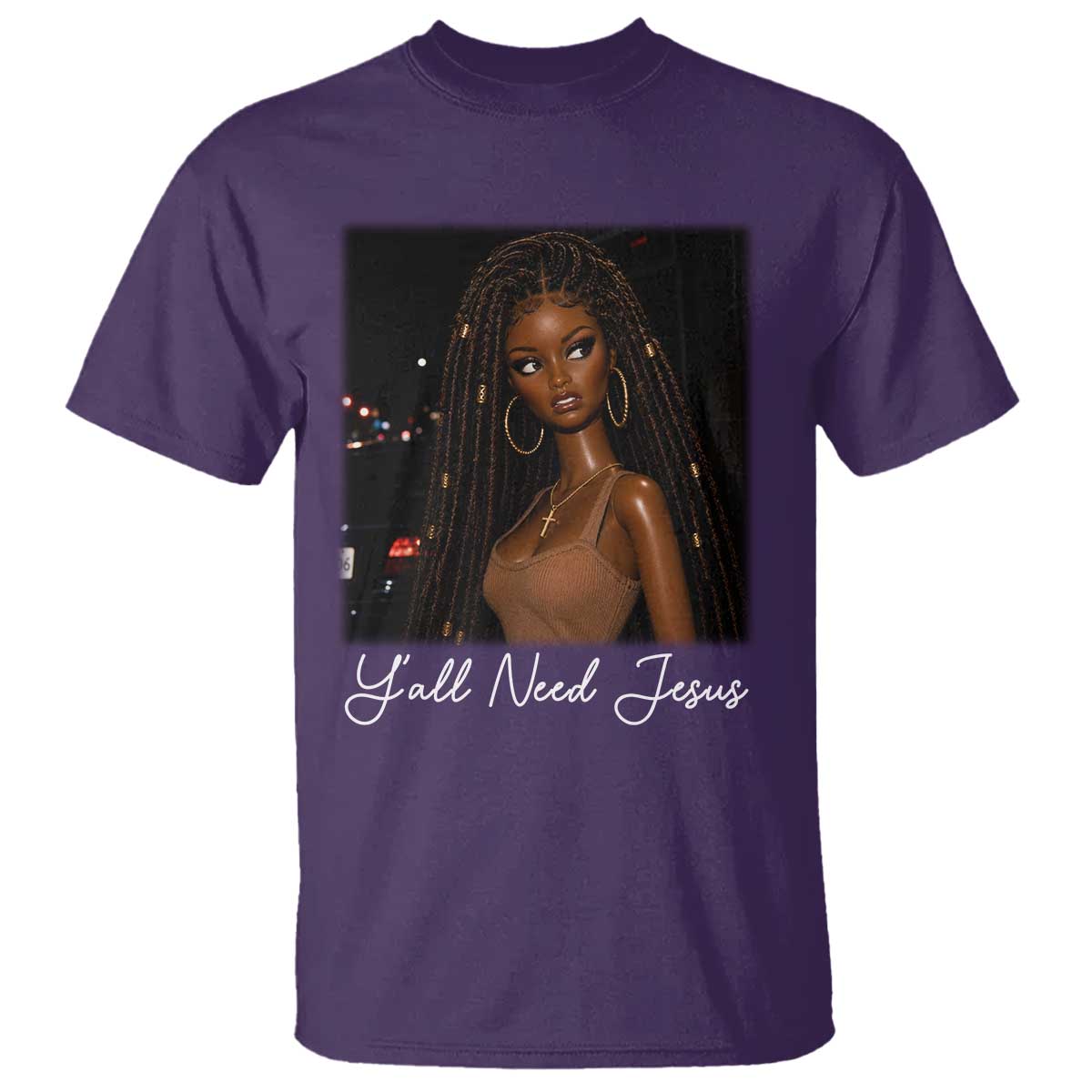 Need-Jesus Sarcastic Afro Doll Meme Funny Saying Christian T Shirt Black Girl African Pride