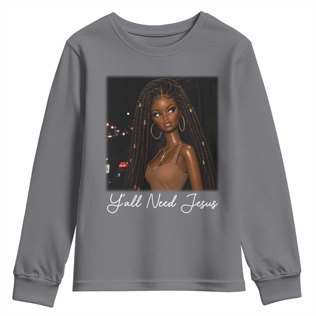 Need-Jesus Sarcastic Afro Doll Meme Funny Saying Christian Youth Sweatshirt Black Girl African Pride
