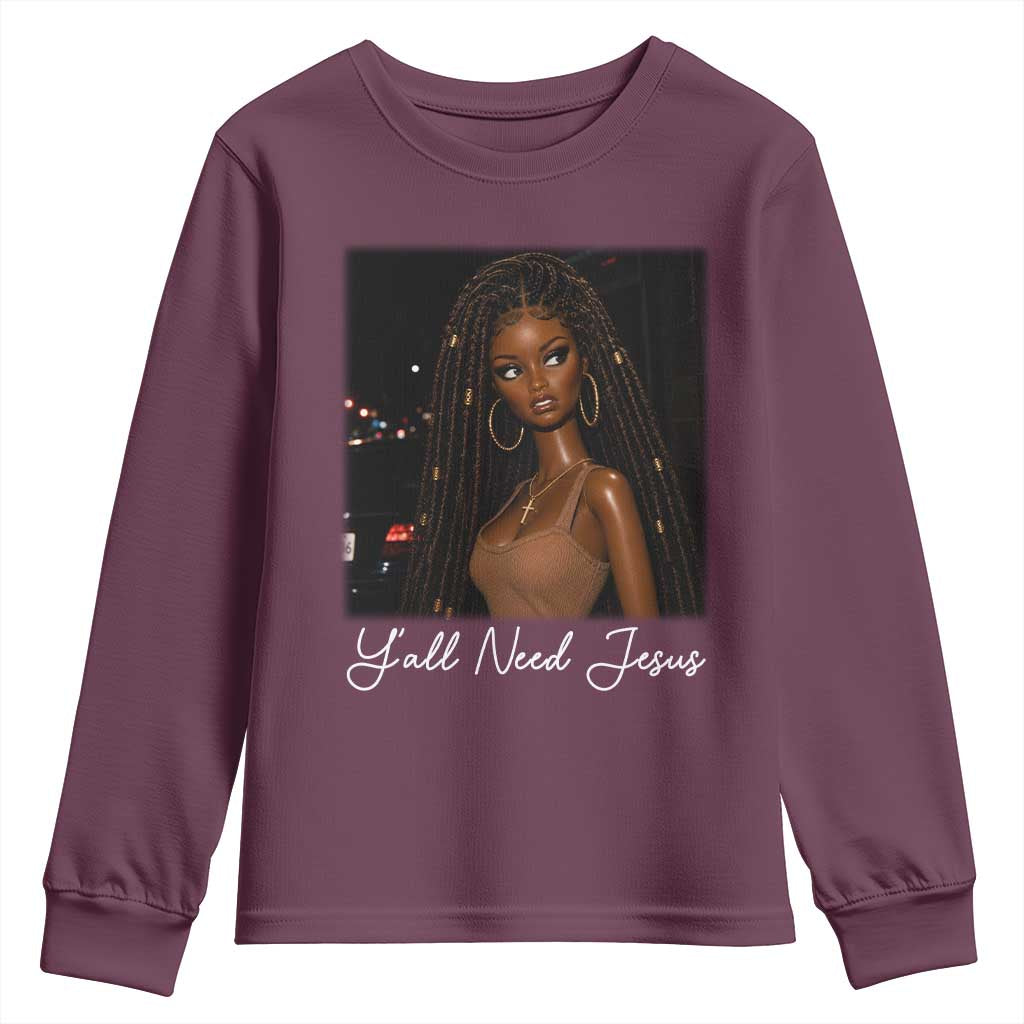 Need-Jesus Sarcastic Afro Doll Meme Funny Saying Christian Youth Sweatshirt Black Girl African Pride