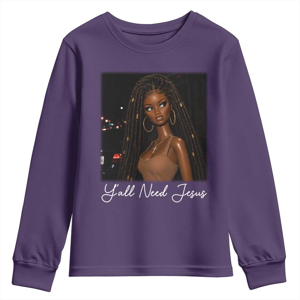 Need-Jesus Sarcastic Afro Doll Meme Funny Saying Christian Youth Sweatshirt Black Girl African Pride
