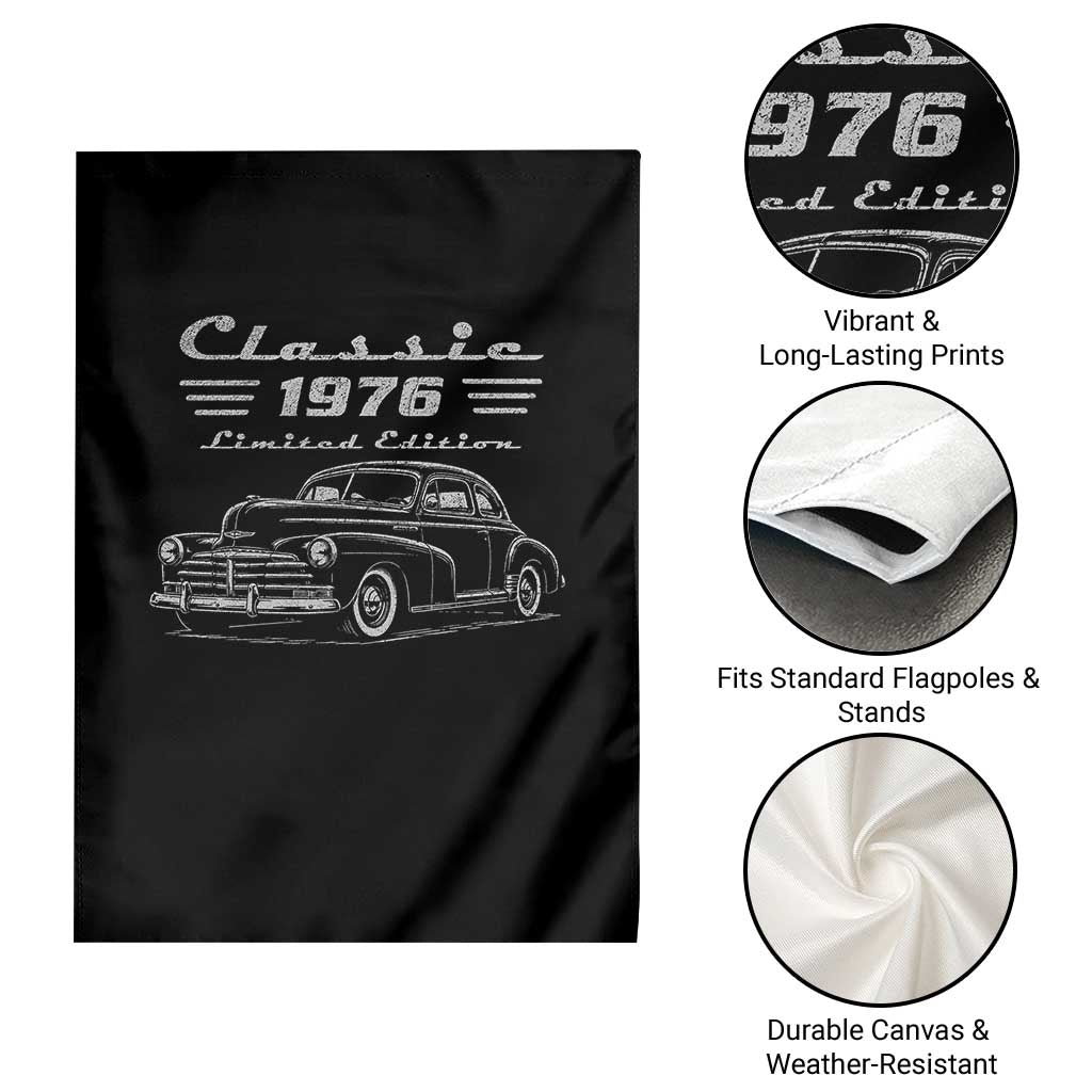 50th Birthday Garden Flag Vintage Retro Car Classic 1976 50 Year Old Gift