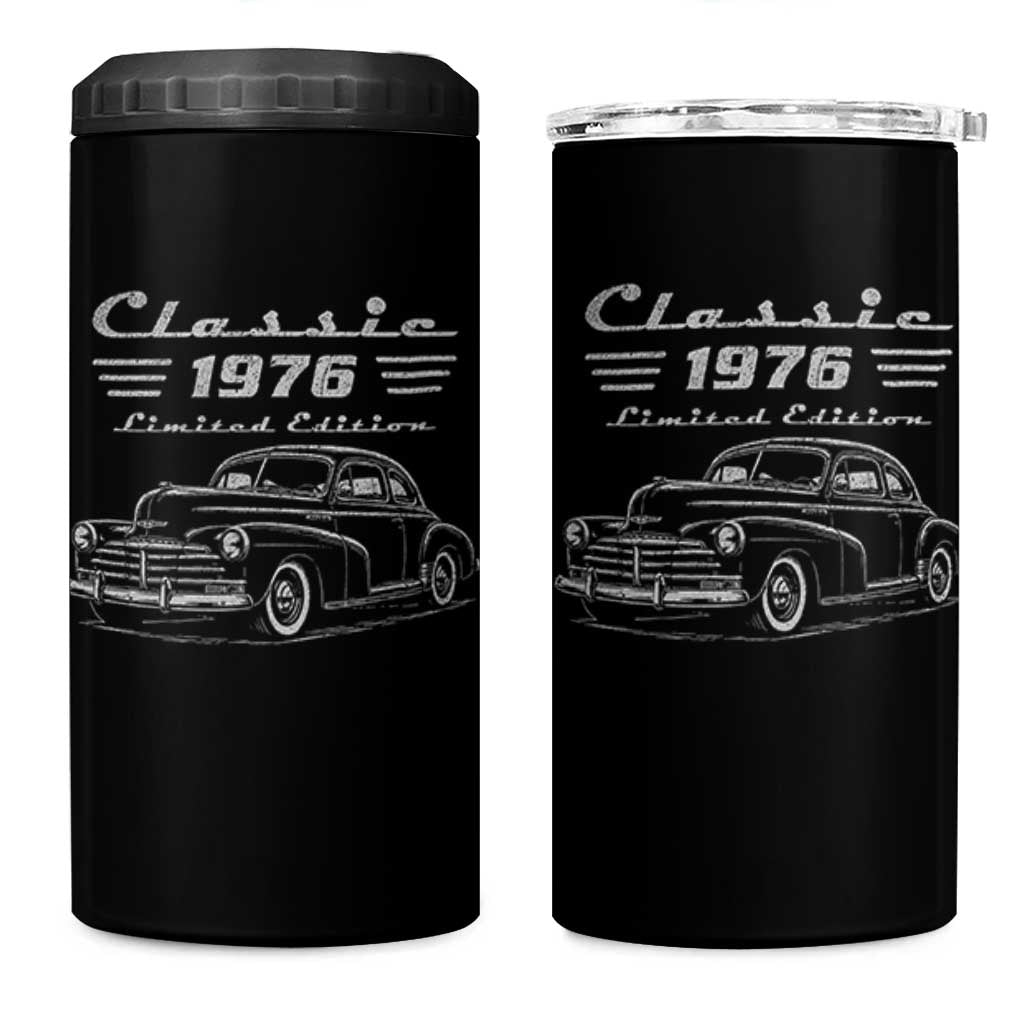 50th Birthday 4 in 1 Can Cooler Tumbler Vintage Retro Car Classic 1976 50 Year Old Gift