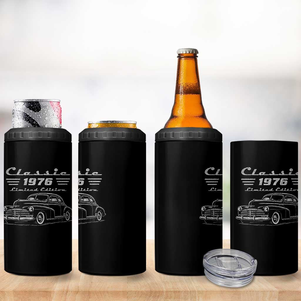 50th Birthday 4 in 1 Can Cooler Tumbler Vintage Retro Car Classic 1976 50 Year Old Gift