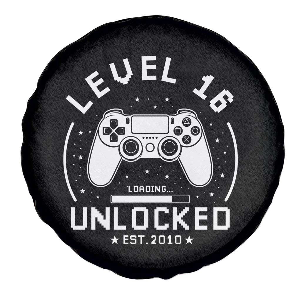 Level 16 Unlocked Video Gamer 16th Birthday Gift Spare Tire Cover Vintage 2010 16 Year Old Gift