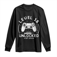 Level 16 Unlocked Video Gamer 16th Birthday Gift Long Sleeve Shirt Vintage 2010 16 Year Old Gift