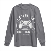 Level 16 Unlocked Video Gamer 16th Birthday Gift Long Sleeve Shirt Vintage 2010 16 Year Old Gift