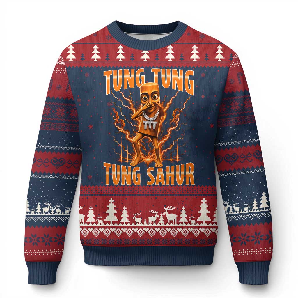 Tung Tung Tung Sahur is Calling Scuba Dance Meme Ugly Christmas Sweater Italian Brainrot