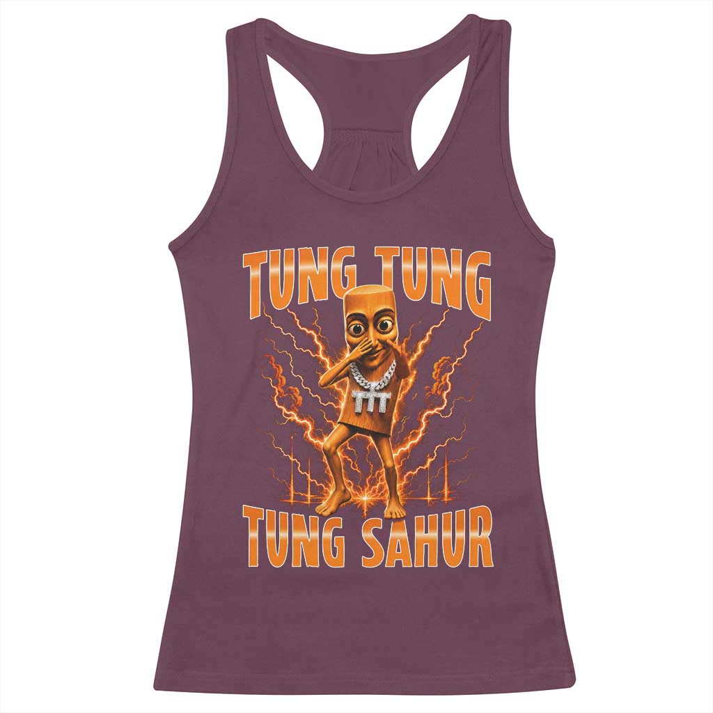 Tung Tung Tung Sahur is Calling Scuba Dance Meme Racerback Tank Top Italian Brainrot