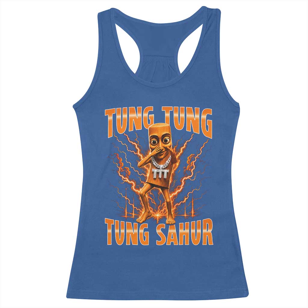 Tung Tung Tung Sahur is Calling Scuba Dance Meme Racerback Tank Top Italian Brainrot