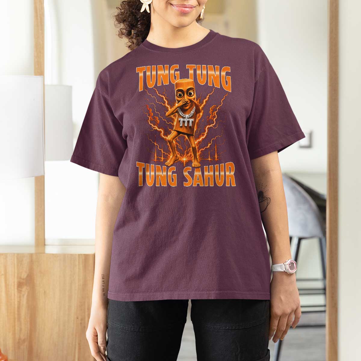 Tung Tung Tung Sahur is Calling Scuba Dance Meme T Shirt For Women Italian Brainrot
