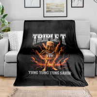 Triple T Tung Tung Tung Sahur Brainrot Meme Throw Blanket