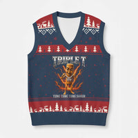 Triple T Tung Tung Tung Sahur Brainrot Meme V-Neck Knit Sweater Vest