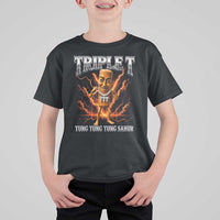 Triple T Tung Tung Tung Sahur Brainrot Meme T Shirt For Kid
