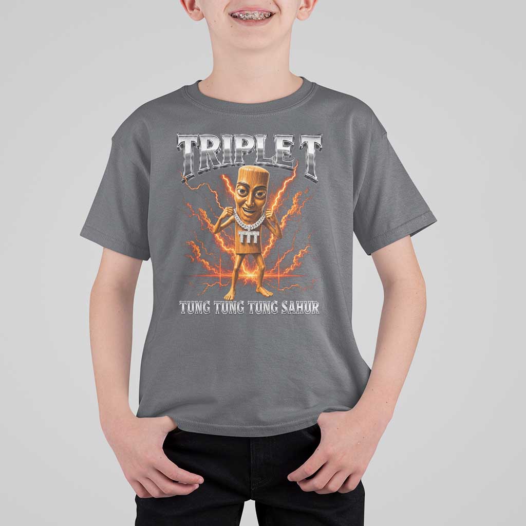 Triple T Tung Tung Tung Sahur Brainrot Meme T Shirt For Kid