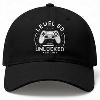 Level 80 Unlocked Video Gamer 80th Birthday Gift Baseball Cap Vintage 1946 80 Year Old Gift