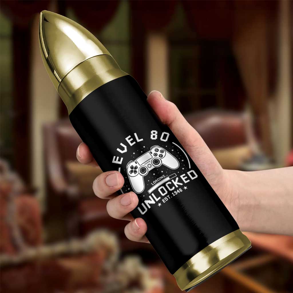 Level 80 Unlocked Video Gamer 80th Birthday Gift Bullet Tumbler Vintage 1946 80 Year Old Gift