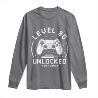 Level 80 Unlocked Video Gamer 80th Birthday Gift Long Sleeve Shirt Vintage 1946 80 Year Old Gift