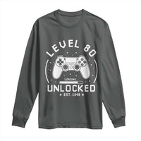 Level 80 Unlocked Video Gamer 80th Birthday Gift Long Sleeve Shirt Vintage 1946 80 Year Old Gift