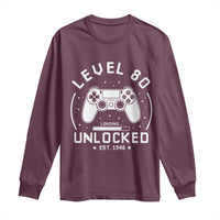 Level 80 Unlocked Video Gamer 80th Birthday Gift Long Sleeve Shirt Vintage 1946 80 Year Old Gift