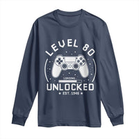 Level 80 Unlocked Video Gamer 80th Birthday Gift Long Sleeve Shirt Vintage 1946 80 Year Old Gift